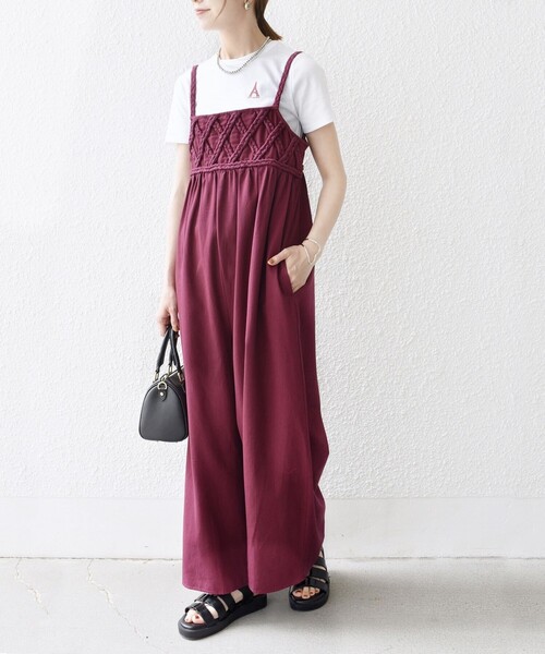 bon_meur:〈手洗い可能〉ロープ編み コットン ワイド ギャザー