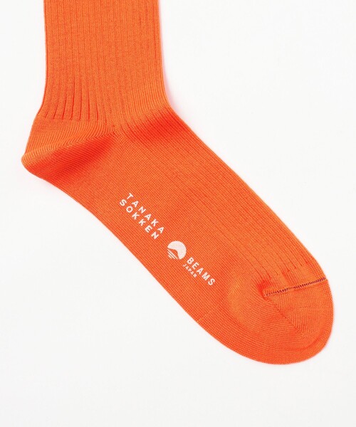 BEAMS JAPAN(ビームス ジャパン)の「【別注】TANAKA SOKKEN / BEAMS JAPAN ロゴ刺繍ソックス(ソックス/靴下・レディース・グリーン/ブルー/オレンジ・22cm-24cm/25cm-27cm)」の5枚目の写真