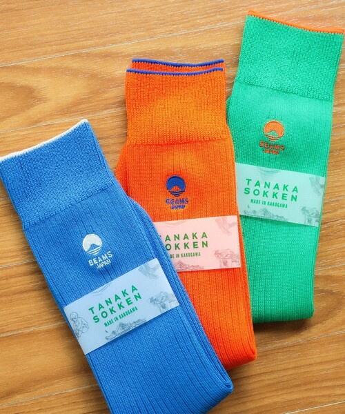 BEAMS JAPAN(ビームス ジャパン)の「【別注】TANAKA SOKKEN / BEAMS JAPAN ロゴ刺繍ソックス(ソックス/靴下・レディース・グリーン/ブルー/オレンジ・22cm-24cm/25cm-27cm)」の11枚目の写真