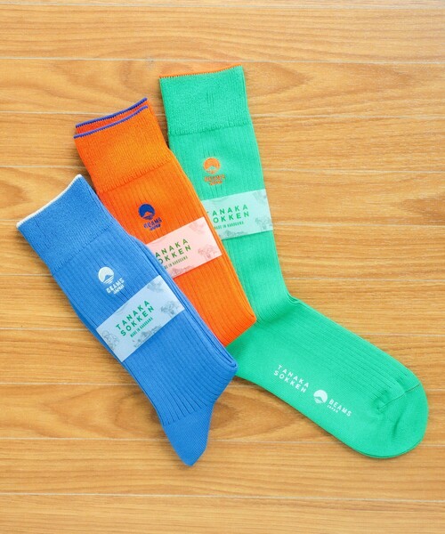 BEAMS JAPAN(ビームス ジャパン)の「【別注】TANAKA SOKKEN / BEAMS JAPAN ロゴ刺繍ソックス(ソックス/靴下・レディース・グリーン/ブルー/オレンジ・22cm-24cm/25cm-27cm)」の12枚目の写真