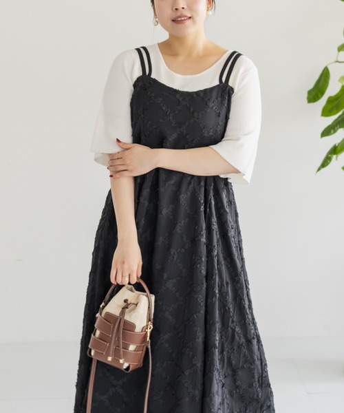 CLETTE(クレット)の「フリルチェックマルチストラップワンピース(ワンピース・レディース・ブルー/アイボリー/ブラック・LL/3L/4L)」の7枚目の写真