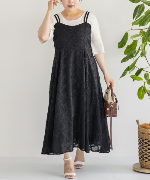 CLETTE(クレット)の「フリルチェックマルチストラップワンピース(ワンピース・レディース・ブルー/アイボリー/ブラック・LL/3L/4L)」の6枚目の写真