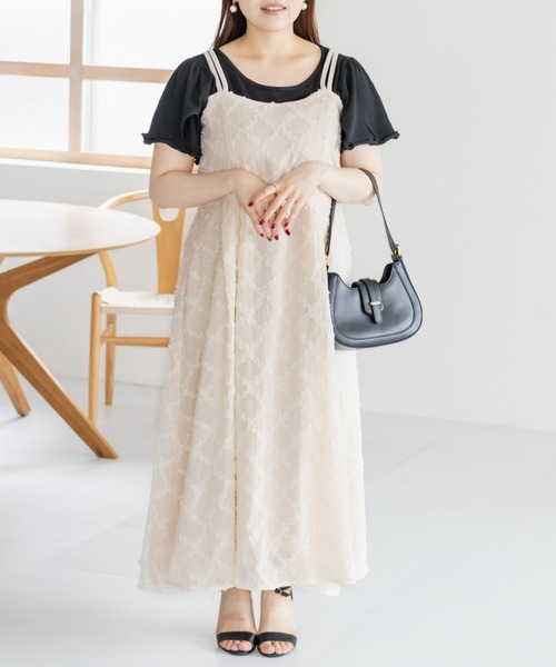 CLETTE(クレット)の「フリルチェックマルチストラップワンピース(ワンピース・レディース・ブルー/アイボリー/ブラック・LL/3L/4L)」の12枚目の写真