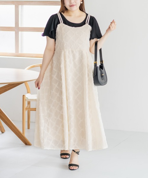 CLETTE(クレット)の「フリルチェックマルチストラップワンピース(ワンピース・レディース・ブルー/アイボリー/ブラック・LL/3L/4L)」の13枚目の写真