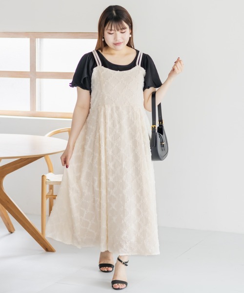 CLETTE(クレット)の「フリルチェックマルチストラップワンピース(ワンピース・レディース・ブルー/アイボリー/ブラック・LL/3L/4L)」の15枚目の写真