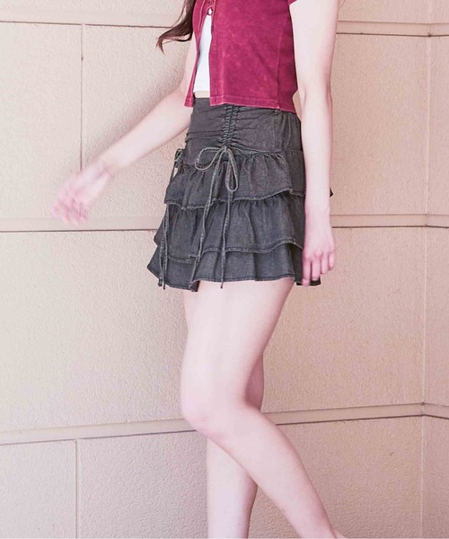 GORGE（ゴージ）の「《リボン×ティアード》レディース デニムミニスカパン 美脚 フェミニン 春夏秋（その他パンツ・レディース・ブラック/ブルー・F）」の4枚目の写真