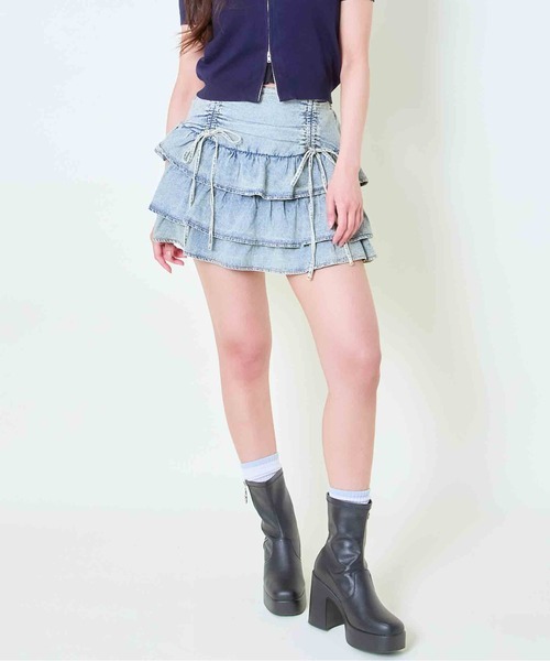 GORGE（ゴージ）の「《リボン×ティアード》レディース デニムミニスカパン 美脚 フェミニン 春夏秋（その他パンツ・レディース・ブラック/ブルー・F）」の7枚目の写真