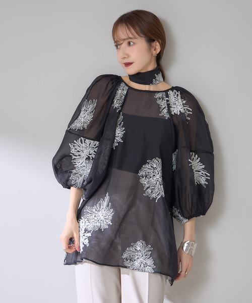 ZOZO限定】ボタニカル刺繍シアーチュニック（チュニック