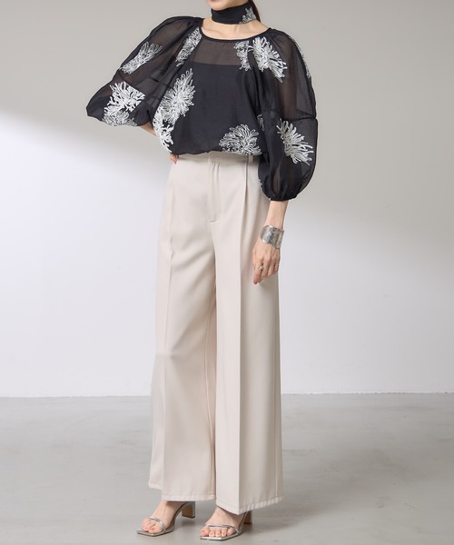 &. NOSTALGIA（アンドドットノスタルジア）の「【ZOZO限定】ボタニカル刺繍シアーチュニック（チュニック・レディース・ブラック/アイボリー・M）」の11枚目の写真