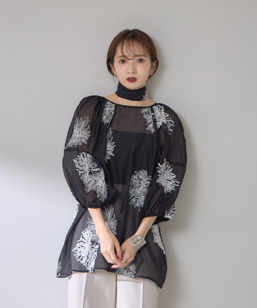 ZOZO限定】ボタニカル刺繍シアーチュニック（チュニック