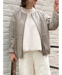 【未使用品】BEARDSLEY(ビアズリー) ラムレザーブルゾン ベージュ ブランド古着】BEARDSLEY｜ビアズリーのブルゾン古着通販 - ZOZOUSED