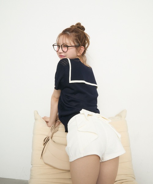 TITTY&CO.（ティティーアンドコー）の「バックリボンショートパンツ（デニムパンツ・レディース・ブルー/ホワイト/ブラック・MEDIUM/SMALL）」の18枚目の写真