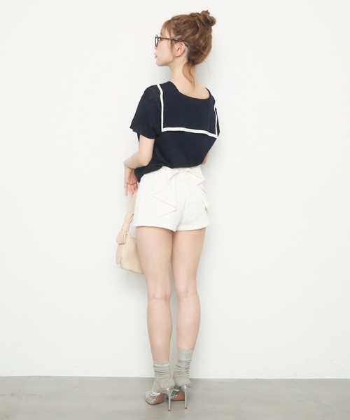 TITTY&CO.（ティティーアンドコー）の「バックリボンショートパンツ（デニムパンツ・レディース・ブルー/ホワイト/ブラック・MEDIUM/SMALL）」の12枚目の写真