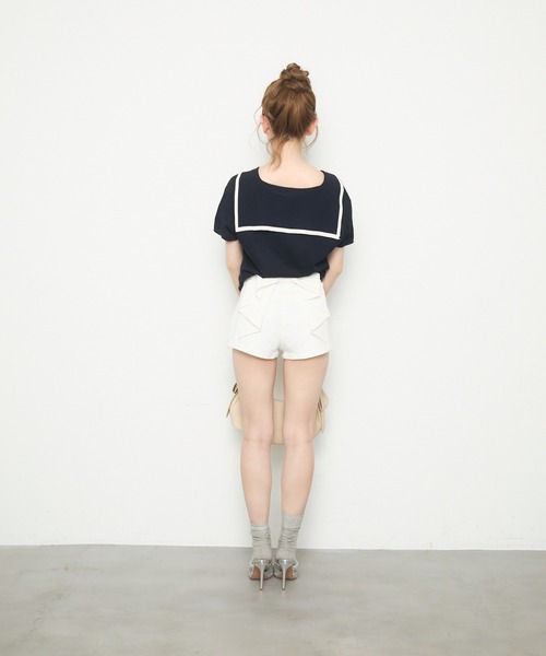 TITTY&CO.（ティティーアンドコー）の「バックリボンショートパンツ（デニムパンツ・レディース・ブルー/ホワイト/ブラック・MEDIUM/SMALL）」の16枚目の写真