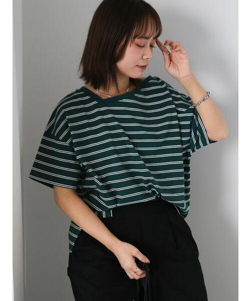 ehka sopo（エヘカソポ）の「前後2WAYワンショルプルオーバー（Tシャツ/カットソー・レディース・オフホワイト/ブラック/グリーン/レッド・F）」の7枚目の写真