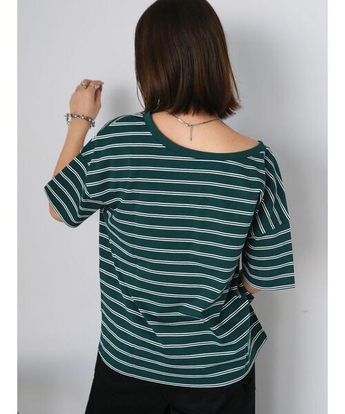ehka sopo（エヘカソポ）の「前後2WAYワンショルプルオーバー（Tシャツ/カットソー・レディース・オフホワイト/ブラック/グリーン/レッド・F）」の8枚目の写真