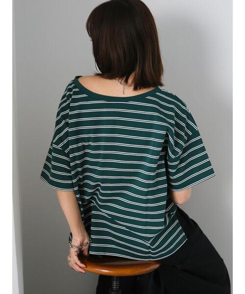 ehka sopo（エヘカソポ）の「前後2WAYワンショルプルオーバー（Tシャツ/カットソー・レディース・オフホワイト/ブラック/グリーン/レッド・F）」の10枚目の写真