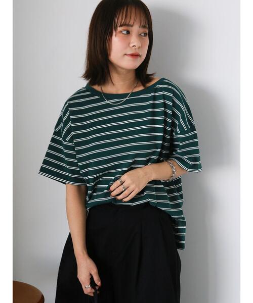 ehka sopo（エヘカソポ）の「前後2WAYワンショルプルオーバー（Tシャツ/カットソー・レディース・オフホワイト/ブラック/グリーン/レッド・F）」の11枚目の写真