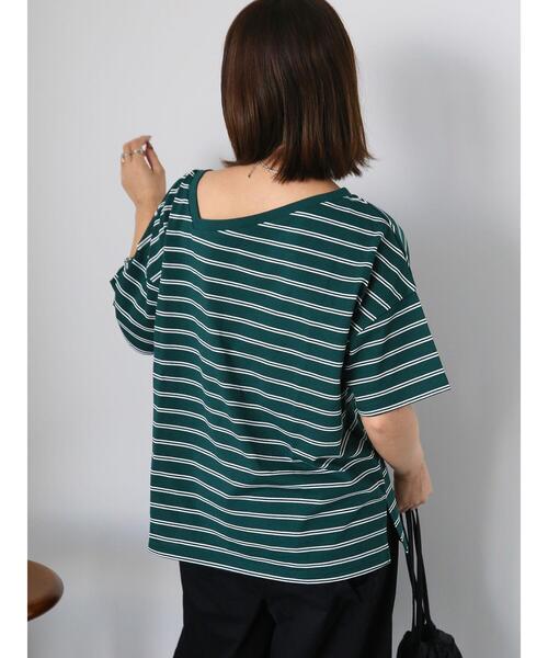 ehka sopo（エヘカソポ）の「前後2WAYワンショルプルオーバー（Tシャツ/カットソー・レディース・オフホワイト/ブラック/グリーン/レッド・F）」の13枚目の写真