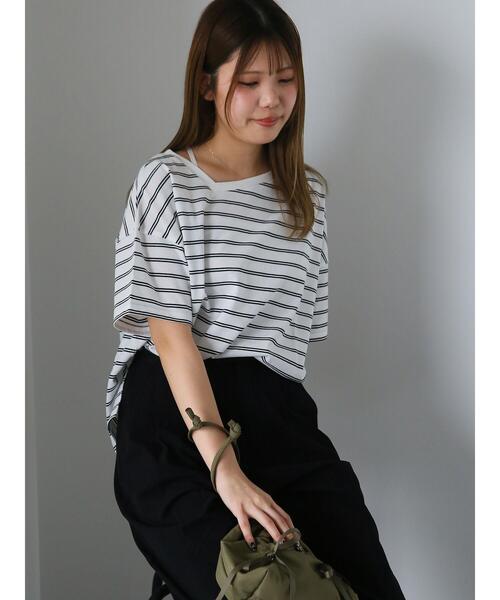ehka sopo（エヘカソポ）の「前後2WAYワンショルプルオーバー（Tシャツ/カットソー・レディース・オフホワイト/ブラック/グリーン/レッド・F）」の18枚目の写真