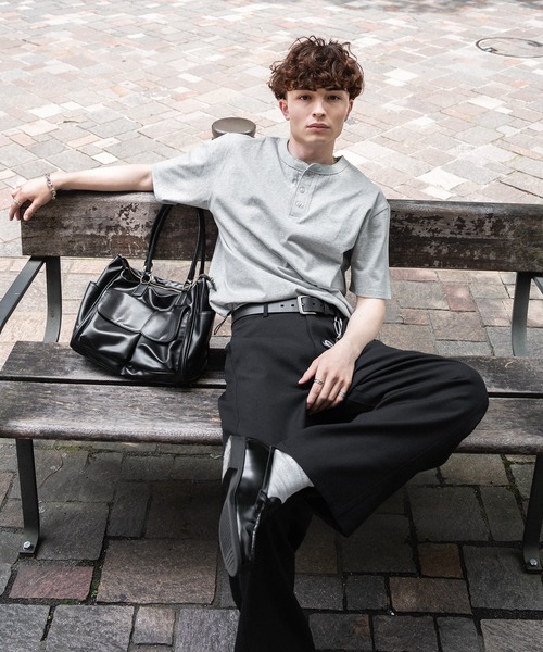 kutir(クティール)の「DRAWCORD HENLEY NECK TSHIRTHN/ドローコードヘンリーネックTシャツ(Tシャツ/カットソー・メンズ・杢グレー/ネイビー/ブラック・MEDIUM/LARGE)」の11枚目の写真