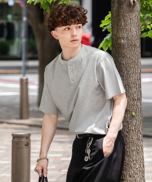 セール】DRAWCORD HENLEY NECK TSHIRTHN／ドローコードヘンリー