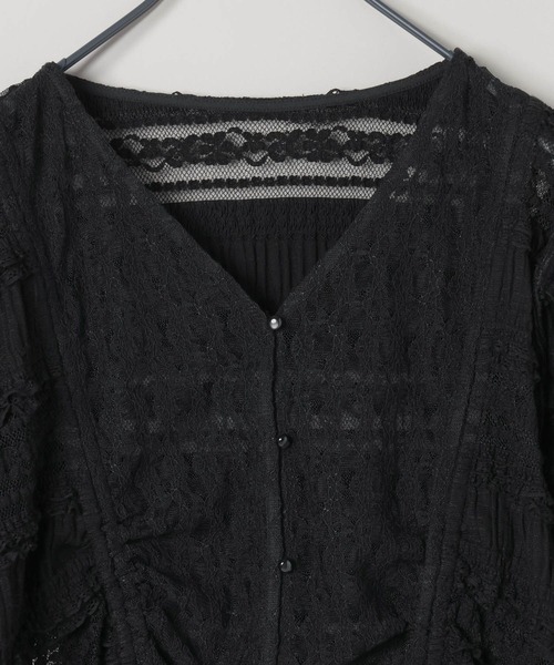 JEANASIS（ジーナシス）の「パッチワークレースドロストブラウス/571640（シャツ/ブラウス・レディース・ホワイト系その他/ブラウン/ブラック/ホワイト・FREE）」の6枚目の写真