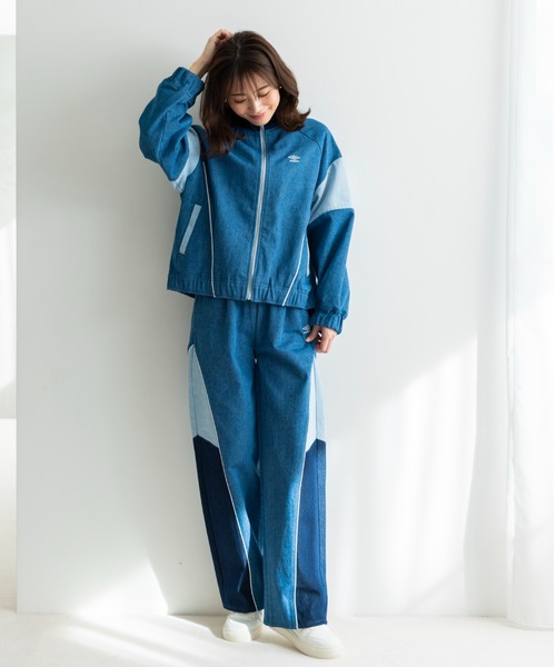 UMBRO(アンブロ)の「UMBRO【umbro】切替デニムパンツ (UMBRO/アンブロ/UV/ワイドパンツ/UNDOVEオリジナル/UNDOVE限定/ワンポイント刺繍/配色/限定販売)(デニムパンツ・レディース・ブルー系その他・SMALL/MEDIUM/LARGE/X-LARGE)」の3枚目の写真