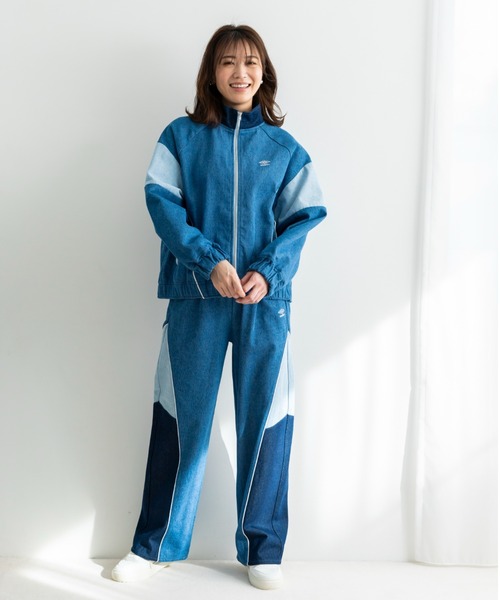 UMBRO(アンブロ)の「UMBRO【umbro】切替デニムパンツ (UMBRO/アンブロ/UV/ワイドパンツ/UNDOVEオリジナル/UNDOVE限定/ワンポイント刺繍/配色/限定販売)(デニムパンツ・レディース・ブルー系その他・SMALL/MEDIUM/LARGE/X-LARGE)」の4枚目の写真