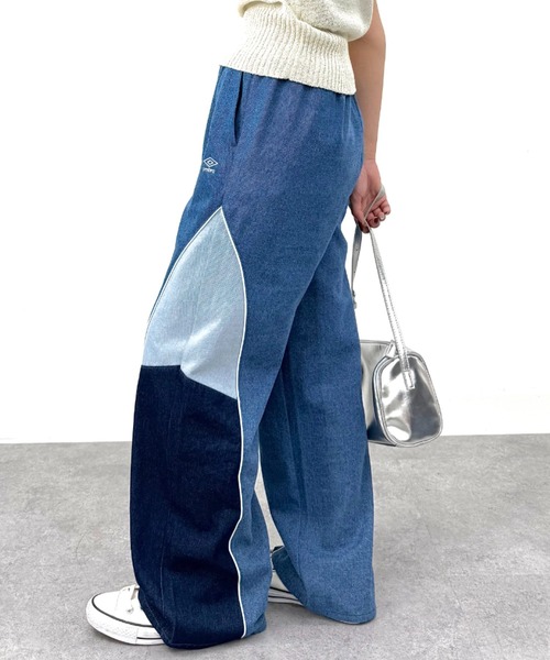 UMBRO(アンブロ)の「UMBRO【umbro】切替デニムパンツ (UMBRO/アンブロ/UV/ワイドパンツ/UNDOVEオリジナル/UNDOVE限定/ワンポイント刺繍/配色/限定販売)(デニムパンツ・レディース・ブルー系その他・SMALL/MEDIUM/LARGE/X-LARGE)」の15枚目の写真