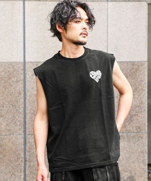 LUXSTYLE(ラグスタイル)の「ピグメントハードウォッシュハートロゴ刺繍スリーブレスTシャツ(Tシャツ/カットソー・メンズ・ブラック系その他/ブラック系その他2・S/XL/L/M)」の15枚目の写真