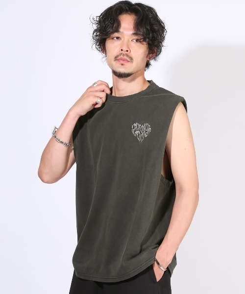LUXSTYLE(ラグスタイル)の「ピグメントハードウォッシュハートロゴ刺繍スリーブレスTシャツ(Tシャツ/カットソー・メンズ・ブラック系その他/ブラック系その他2・S/XL/L/M)」の18枚目の写真