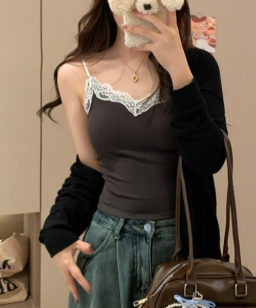 d.ia 希少 レーストリムビジュー付きキャミソール 6ysq002in-01-j.jpg