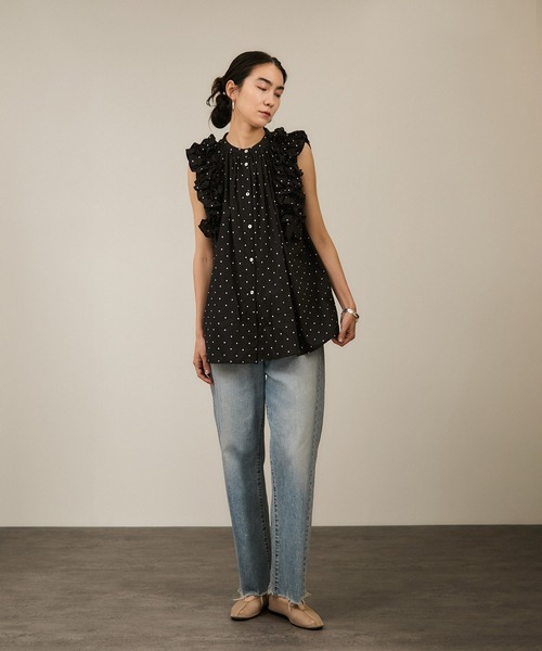 セール】【crinkle crinkle crinkle】別注side frill no sleeve blouse