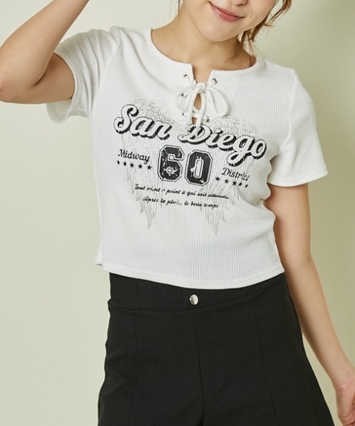 tシャツ 「着回し力抜群」ベアテレコカットソー レディース La boutique Bonbon tシャツ 「着回し力抜群」シアーテレコ5分袖