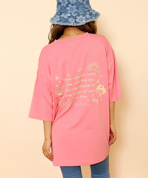 anap mimpi（アナップミンピ）の「ハンドライティング メッセージ 刺繍 オーバーサイズ Tシャツ（Tシャツ/カットソー・レディース・ピンク/ライトイエロー/オフホワイト・FREE）」の3枚目の写真