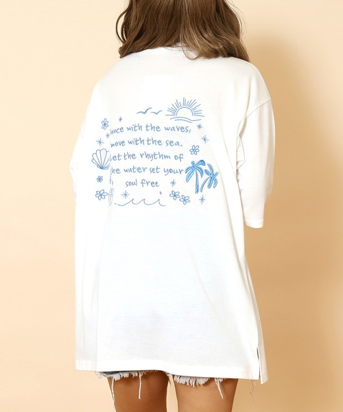 anap mimpi（アナップミンピ）の「ハンドライティング メッセージ 刺繍 オーバーサイズ Tシャツ（Tシャツ/カットソー・レディース・ピンク/ライトイエロー/オフホワイト・FREE）」の6枚目の写真