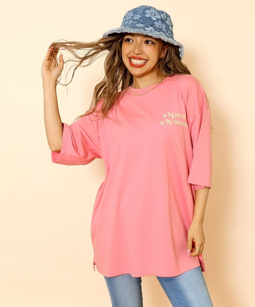 anap mimpi（アナップミンピ）の「ハンドライティング メッセージ 刺繍 オーバーサイズ Tシャツ（Tシャツ/カットソー・レディース・ピンク/ライトイエロー/オフホワイト・FREE）」の14枚目の写真