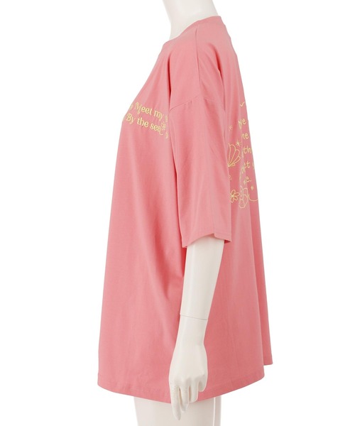 anap mimpi（アナップミンピ）の「ハンドライティング メッセージ 刺繍 オーバーサイズ Tシャツ（Tシャツ/カットソー・レディース・ピンク/ライトイエロー/オフホワイト・FREE）」の19枚目の写真