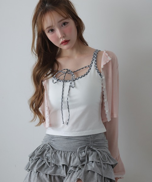 one after another NICE CLAUP(ワンアフターアナザーナイスクラップ)の「カップ付きアソートキャミソール(キャミソール・レディース・ホワイト/オフホワイト/ブラック/アイボリー・FREE)」の3枚目の写真