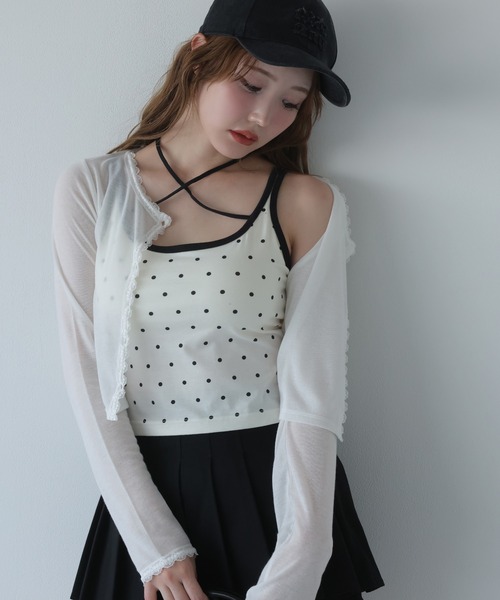 one after another NICE CLAUP(ワンアフターアナザーナイスクラップ)の「カップ付きアソートキャミソール(キャミソール・レディース・ホワイト/オフホワイト/ブラック/アイボリー・FREE)」の4枚目の写真