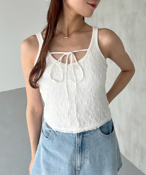 one after another NICE CLAUP(ワンアフターアナザーナイスクラップ)の「カップ付きアソートキャミソール(キャミソール・レディース・ホワイト/オフホワイト/ブラック/アイボリー・FREE)」の18枚目の写真