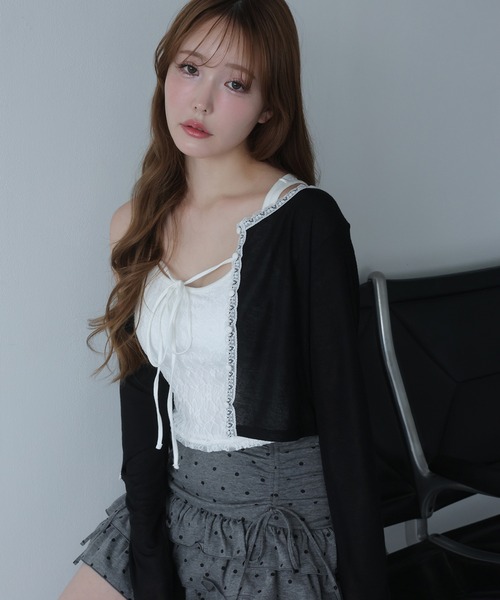 one after another NICE CLAUP(ワンアフターアナザーナイスクラップ)の「カップ付きアソートキャミソール(キャミソール・レディース・ホワイト/オフホワイト/ブラック/アイボリー・FREE)」の8枚目の写真