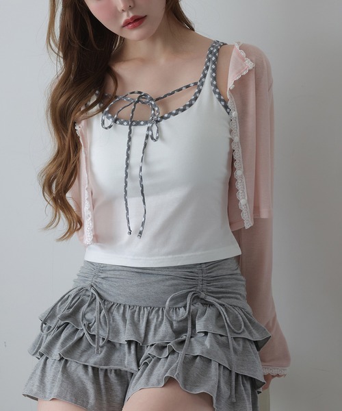 one after another NICE CLAUP(ワンアフターアナザーナイスクラップ)の「カップ付きアソートキャミソール(キャミソール・レディース・ホワイト/オフホワイト/ブラック/アイボリー・FREE)」の12枚目の写真