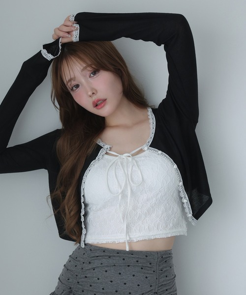 one after another NICE CLAUP(ワンアフターアナザーナイスクラップ)の「カップ付きアソートキャミソール(キャミソール・レディース・ホワイト/オフホワイト/ブラック/アイボリー・FREE)」の7枚目の写真