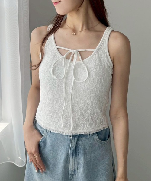 one after another NICE CLAUP(ワンアフターアナザーナイスクラップ)の「カップ付きアソートキャミソール(キャミソール・レディース・ホワイト/オフホワイト/ブラック/アイボリー・FREE)」の17枚目の写真