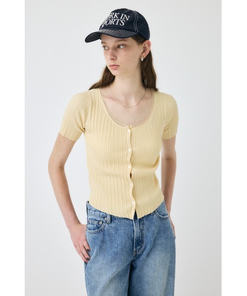 MOUSSY（マウジー）の「【EC・一部店舗限定】TULLE TRIM ハーフスリーブカーディガン（カーディガン/ボレロ・レディース・ホワイト/ライトイエロー/ブラック・FREE）」の5枚目の写真