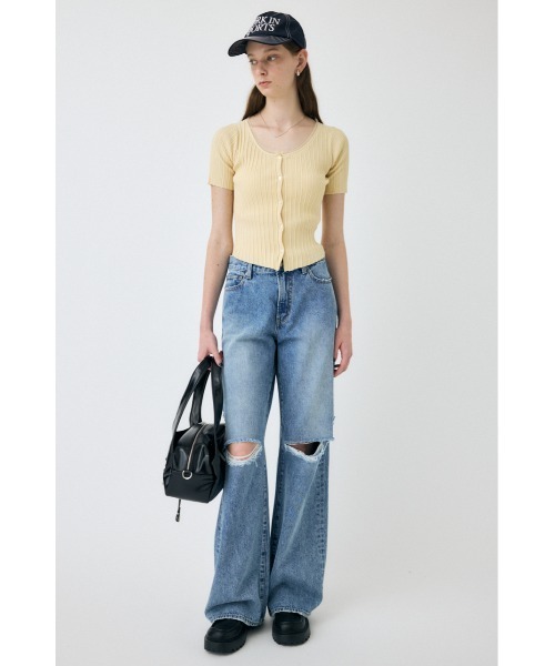 MOUSSY（マウジー）の「【EC・一部店舗限定】TULLE TRIM ハーフスリーブカーディガン（カーディガン/ボレロ・レディース・ホワイト/ライトイエロー/ブラック・FREE）」の6枚目の写真
