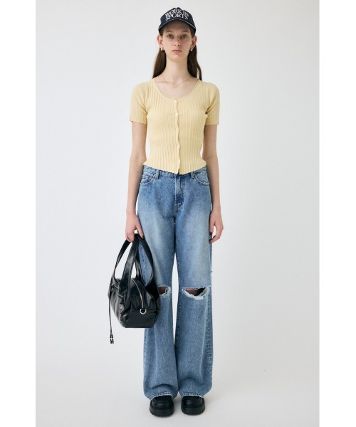MOUSSY（マウジー）の「【EC・一部店舗限定】TULLE TRIM ハーフスリーブカーディガン（カーディガン/ボレロ・レディース・ホワイト/ライトイエロー/ブラック・FREE）」の7枚目の写真