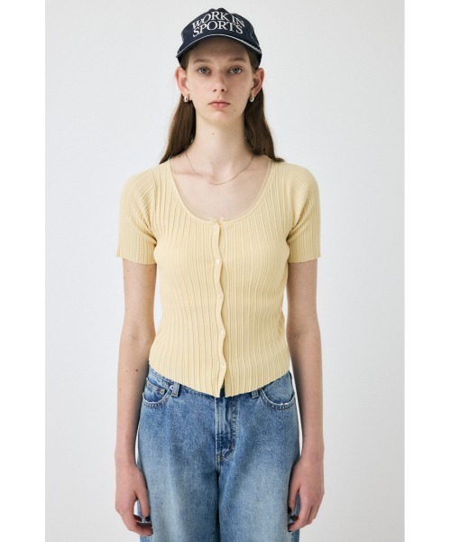 MOUSSY（マウジー）の「【EC・一部店舗限定】TULLE TRIM ハーフスリーブカーディガン（カーディガン/ボレロ・レディース・ホワイト/ライトイエロー/ブラック・FREE）」の8枚目の写真